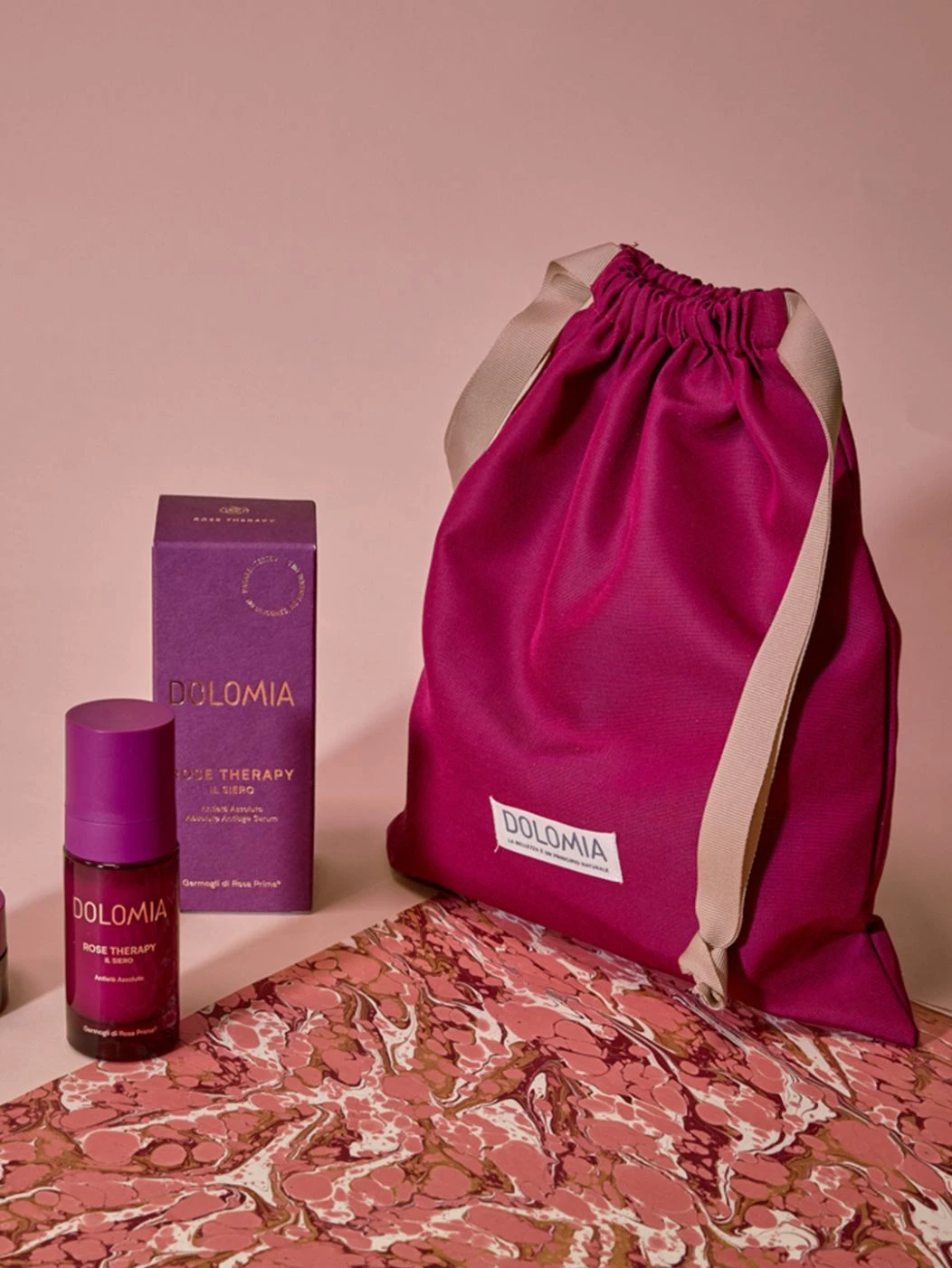 dust bag in tessuto magenta tinta unita sostenibile