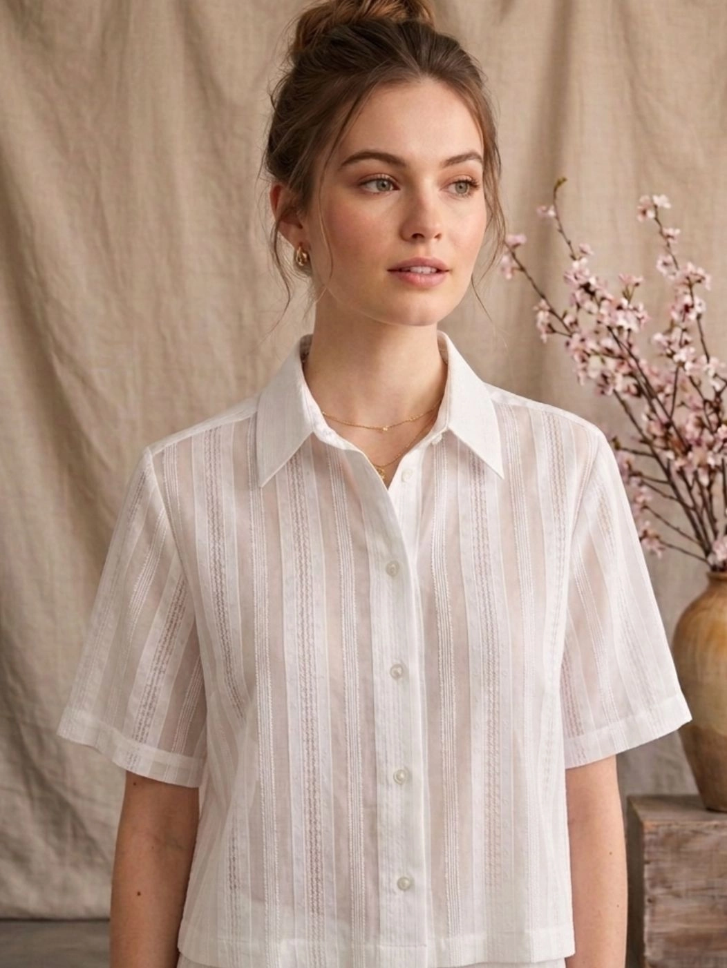 Camicia Beatrice in cotone ricamato