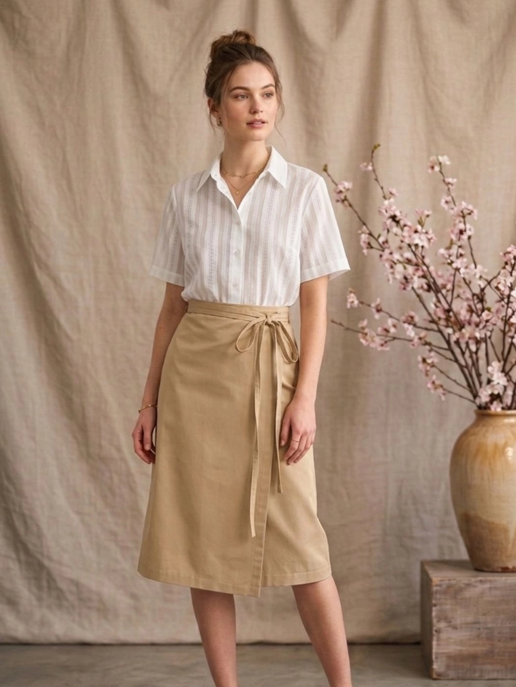 Gonna Nina midi in cotone a portafoglio