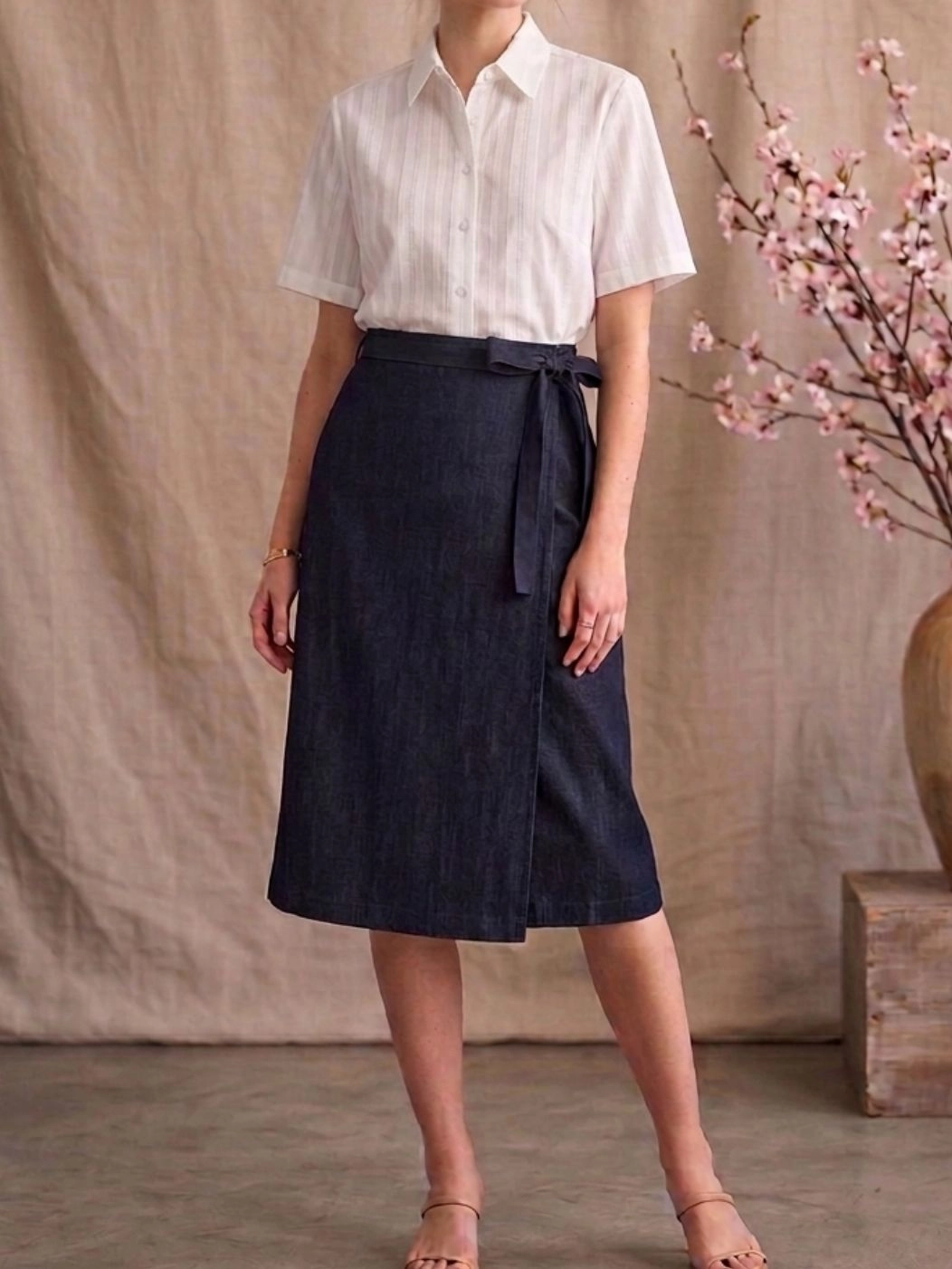 Gonna Nina midi in cotone a portafoglio