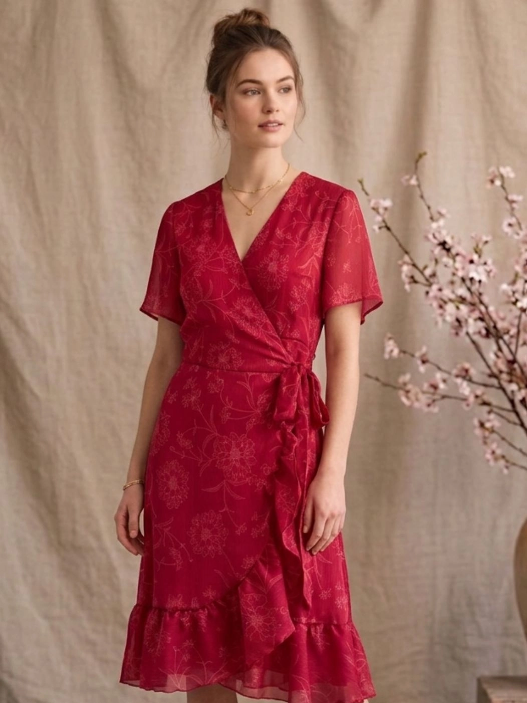 Abito Pamplona midi scollo V incrociato