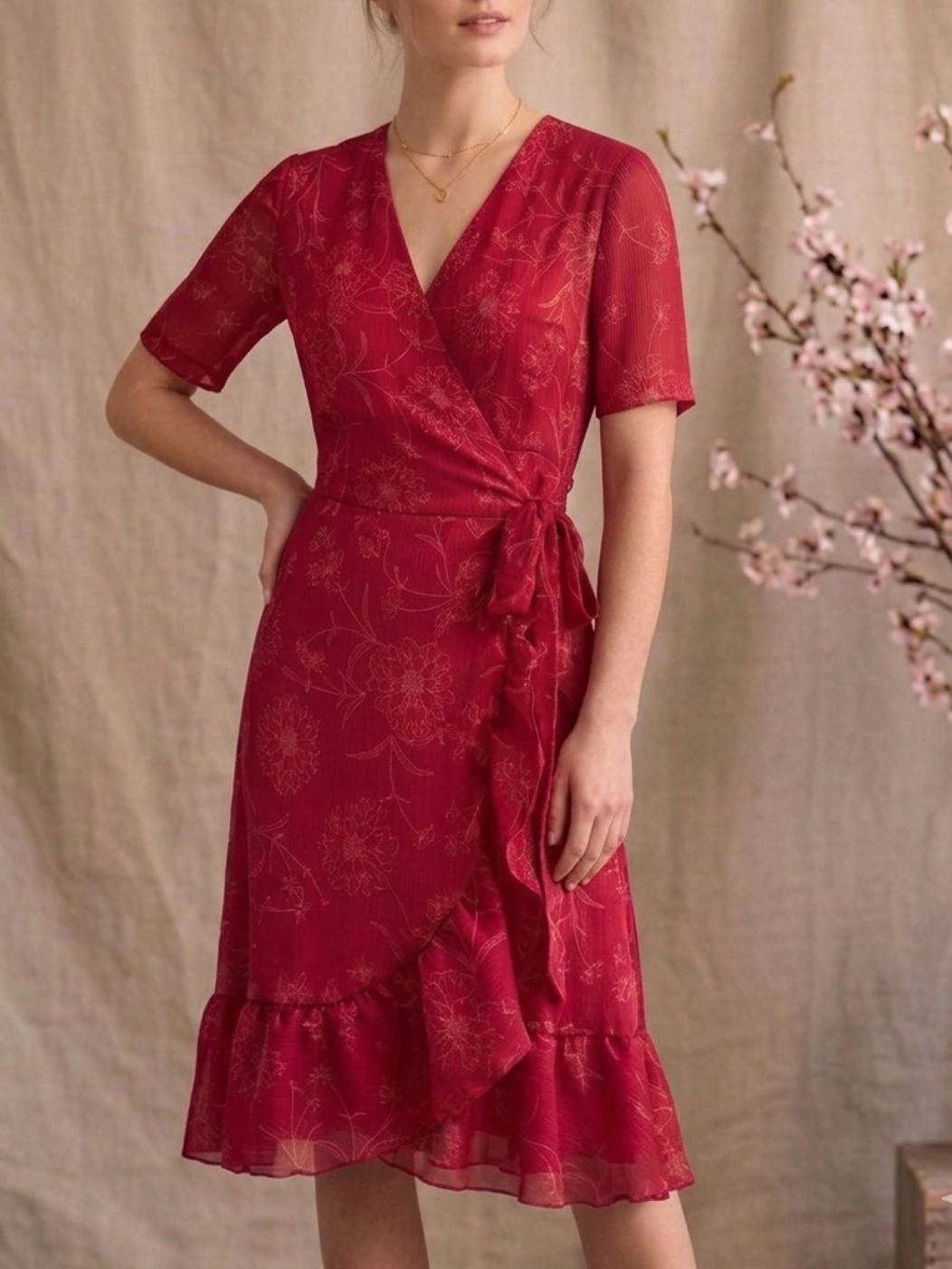 Abito Pamplona midi scollo V incrociato